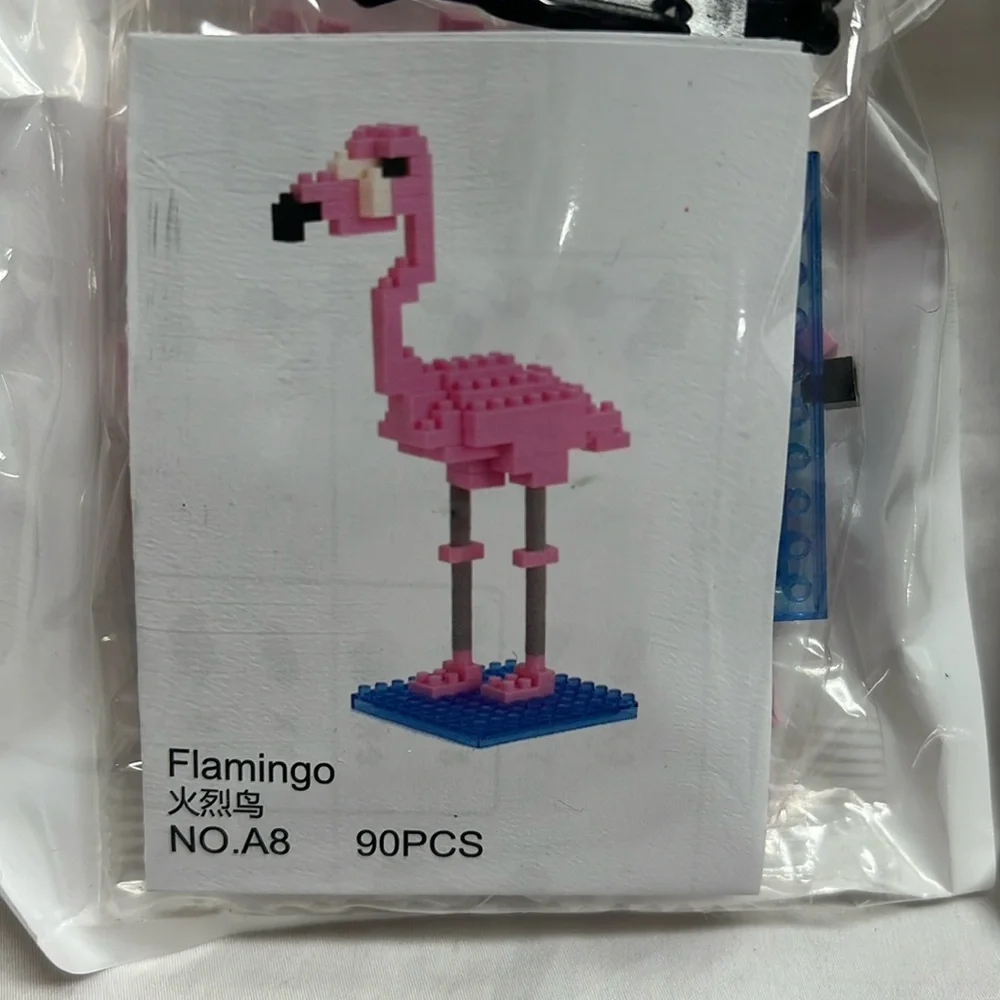 Flamingo and elephant mini building block set